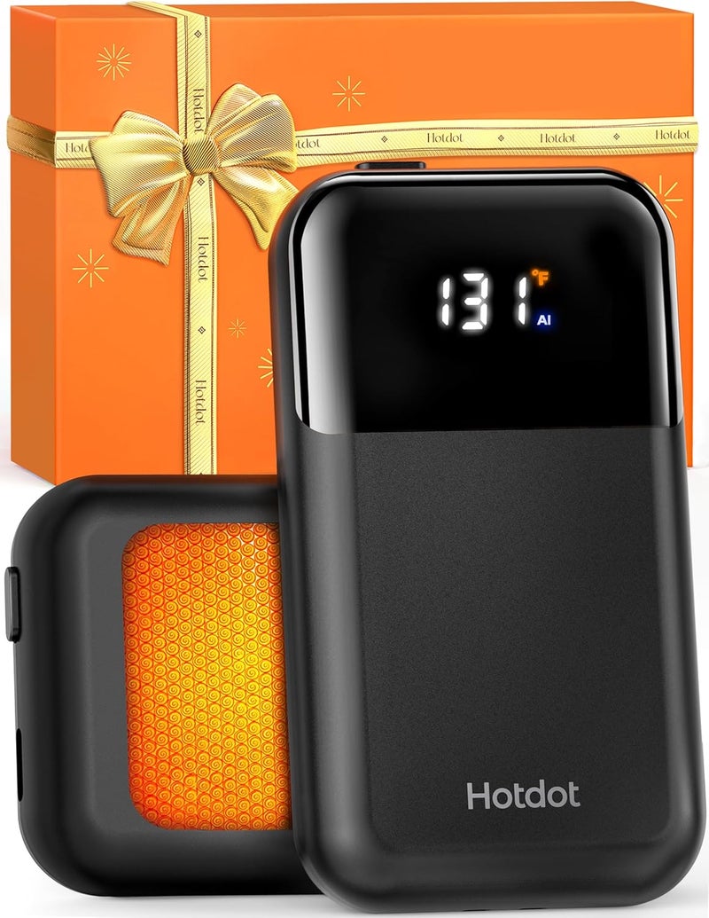Hotdot Hand Warmers Rechargeable, Heat Levels (104–131°F), Real-Time Temp & Battery Display, Electric Hand Warmers, Fast Heating, Fits in Gloves/Pocket, Gifts for Women & Men - Image 1